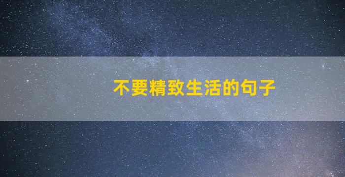 不要精致生活的句子