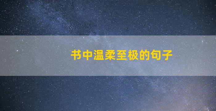 书中温柔至极的句子