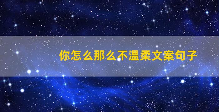 你怎么那么不温柔文案句子