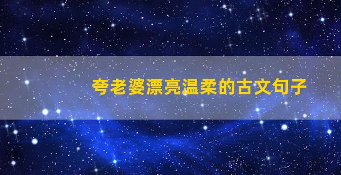 夸老婆漂亮温柔的古文句子