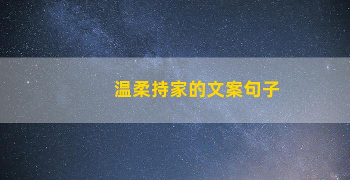 温柔持家的文案句子