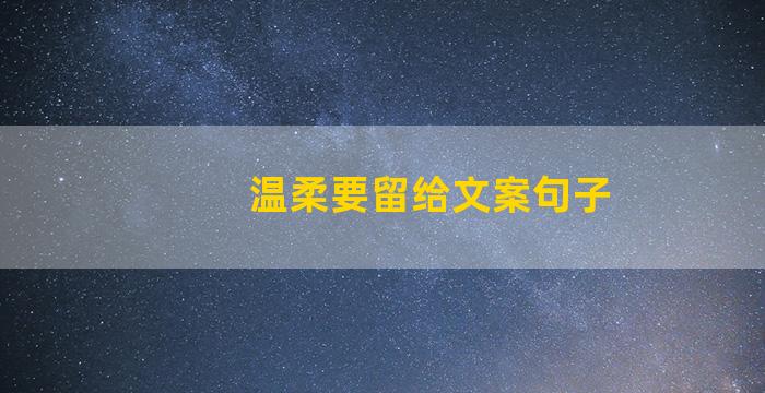 温柔要留给文案句子