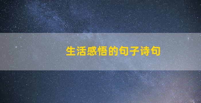 生活感悟的句子诗句