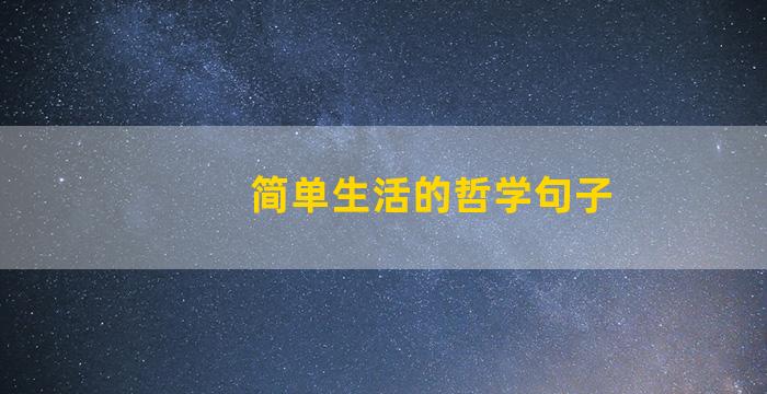 简单生活的哲学句子